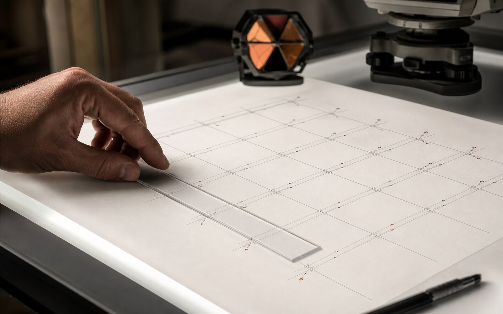 Исполнительная геодезическая схема положения колонн стального каркаса